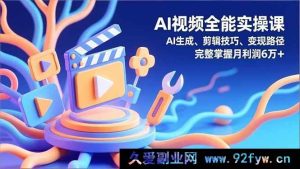 （16731）全方位AI视频实战课，生成剪辑变现全攻略，月入6万秘籍-每日必学网