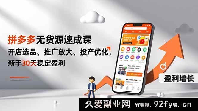 图片[1]-（16785期）拼多多零货源快速入门秘籍，开店选品+推广提效+投产优化，小白30天轻松盈利-每日必学网