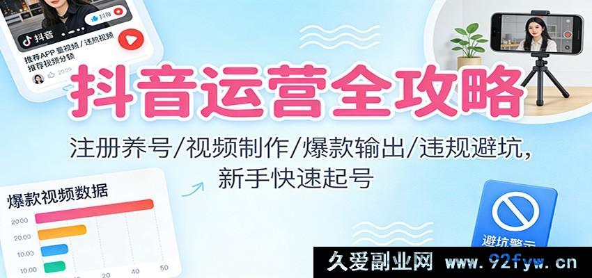 图片[1]-抖音运营超级秘籍：全方位注册养号技巧+创意视频制作宝典+爆款内容输出指南+精准避坑攻略助新手极速起号-每日必学网