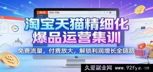 淘宝天猫爆品运营特训：海量免费流量攫取，多元付费助推，利润增长全维度挖掘-每日必学网
