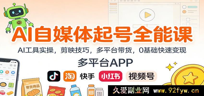 图片[1]-AI自媒体爆粉起号课：海量AI工具实战，剪映神技解锁，全平台带货秘籍，0基础秒变赚钱达人-每日必学网