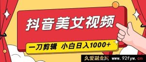 （16873期）抖音纯美女视频新玩法，无剪辑2分钟出片，小白日赚1000速通-每日必学网