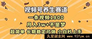 （16913期）视频号养生新赛道，超低成本一条爆文月入3万秘诀揭秘-每日必学网