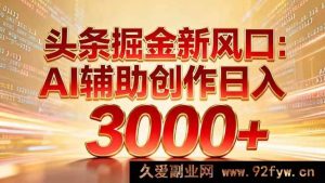（16923期）新风口：AI辅助头条掘金，日入3000+矩阵玩法速见效-每日必学网