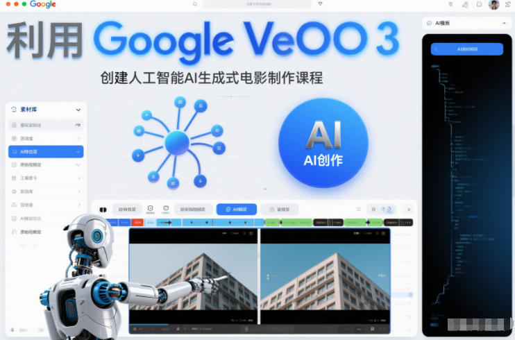 久爱副业网,网赚项目,网赚论坛博客网分享利l用Google Veo 3创建人工智能AI生成式电影制作课程，使用人工智能的力量创建令人惊叹的视频