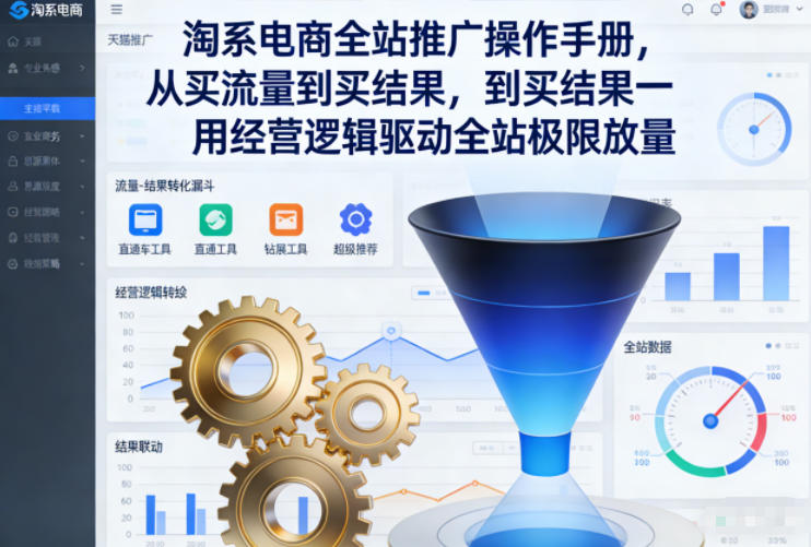 久爱副业网,网赚项目,网赚论坛博客网分享淘系电商全站推广操作手册，从买流量到买结果一用经营逻辑驱动全站极限放量