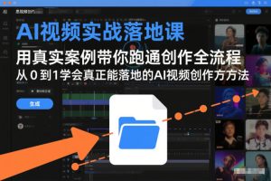 AI视频实战落地课，用真实案例带你跑通创作全流程，从0到1学会真正能落地的AI视频创作方法-每日必学网