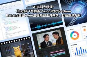 AI电影大师课：ChatGPT写脚本+Suno做配乐+Nano Banana生图+Veo生视频，打造爆款短片-每日必学网