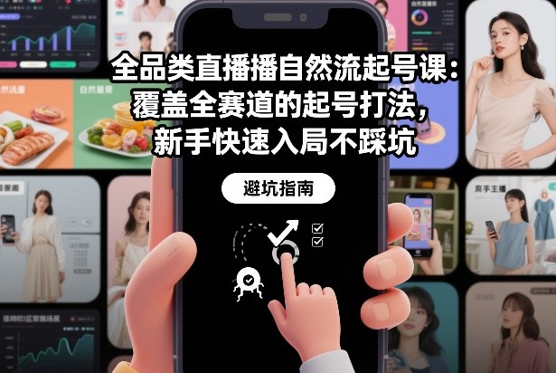 全品类直播自然流起号课：覆盖全赛道的起号打法，新手快速入局不踩坑-每日必学网