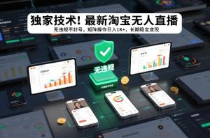 独家技术！最新淘宝无人直播：无违规不封号，矩阵操作日入1K+，长期稳定变现【揭秘】-每日必学网