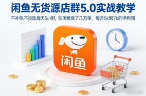闲鱼无货源店群5.0实战教学，不补单，不投流，每天5小时，在闲鱼卖了几万单，每月5k到7k的净利润-每日必学网
