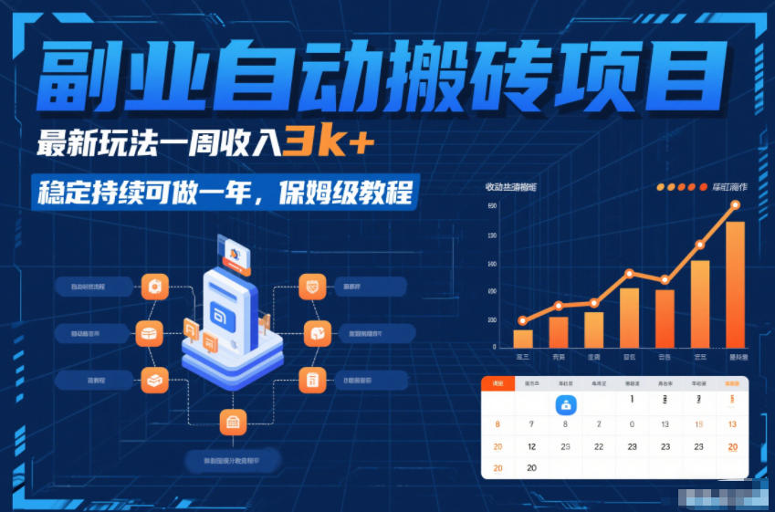 副业自动搬砖项目，最新玩法一周收入3k+，稳定持续可做一年，保姆级教程【揭秘】-每日必学网