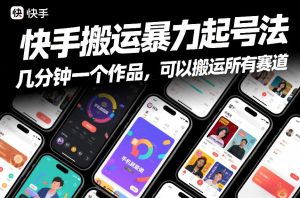 快手搬运暴力起号法，几分钟一个作品，手机就能做，可以搬运所有赛道-每日必学网