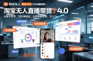 淘宝无人直播带货14.0（2026最新版）：合规不封号，公私域结合，玩法超简单，日入1k+【揭秘】-每日必学网