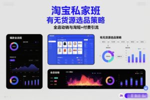 淘宝私家班，有无货源选品策略，高成功率爆款全流程打法，全店动销与淘短+付费引流（更新2026）-每日必学网