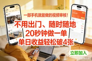 一部手机就能做的视频审核！不用出门，随时随地，20秒钟做一单，单日收益轻松破4张【揭秘】-每日必学网