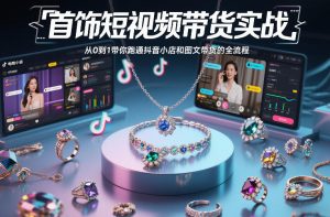 首饰短视频带货实战，从0到1带你跑通抖音小店和图文带货的全流程-每日必学网