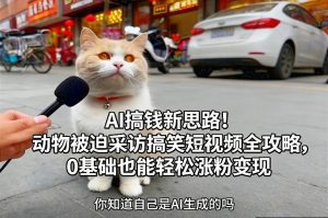 AI搞钱新思路！动物被迫采访搞笑短视频全攻略，0基础也能轻松涨粉变现-每日必学网