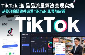 TikTok选品流量算法变现实操,从零开始搭建并运营TikTok账号与店铺-每日必学网