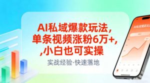 AI私域爆款玩法，单条视频涨粉6W+，小白也可实操-每日必学网