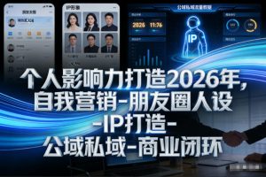 个人影响力打造2026年，自我营销-朋友圈人设-IP打造-公域私域-商业闭环-每日必学网