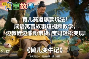 育儿赛道爆款玩法！成语寓言故事短视频教学，边教娃边涨粉带货，宝妈轻松变现！-每日必学网