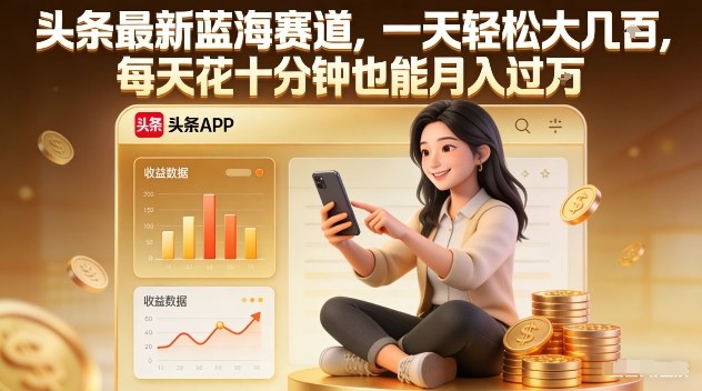 久爱副业网,网赚项目,网赚论坛博客网分享头条最新蓝海赛道，一天轻松大几张，每天花十分钟也能月入过1W【揭秘】