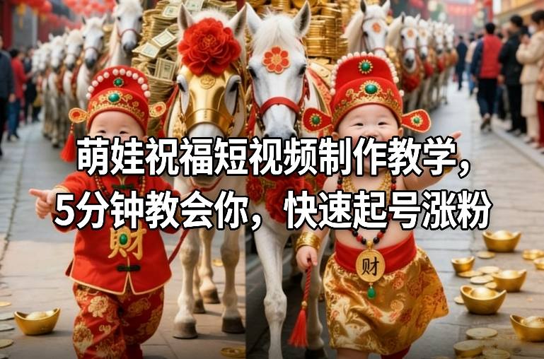 萌娃祝福短视频制作教学，5分钟教会你，快速起号涨粉-每日必学网
