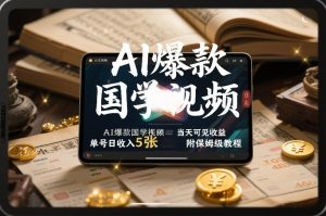 AI爆款国学视频，独家起号方法，小白直接上手，当天可见收益，单号日收入5张+附保姆级教程-每日必学网