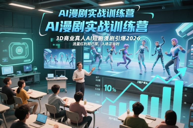 AI漫剧实战训练营，3D商业真人AI短剧漫剧引爆2026，流量红利期已至，入场正当时-每日必学网
