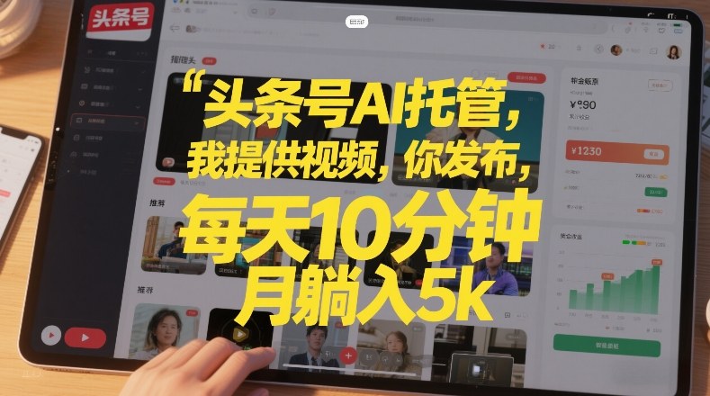 头条号AI托管，我提供视频，你发布，每天10分钟，月躺入5k+【揭秘】-每日必学网