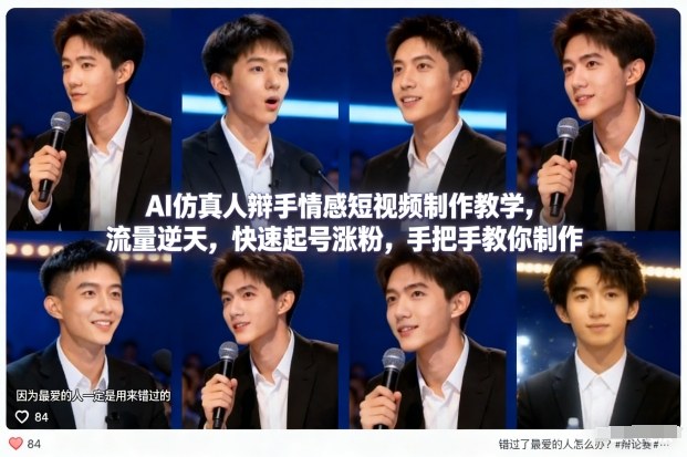 久爱副业网,网赚项目,网赚论坛博客网分享AI仿真人辩手情感短视频制作教学,流量逆天,快速起号涨粉,手把手教你制作