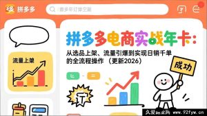 （17146期）2026拼多多电商实战年卡：选品上架+流量引爆+日销千单全攻略-每日必学网