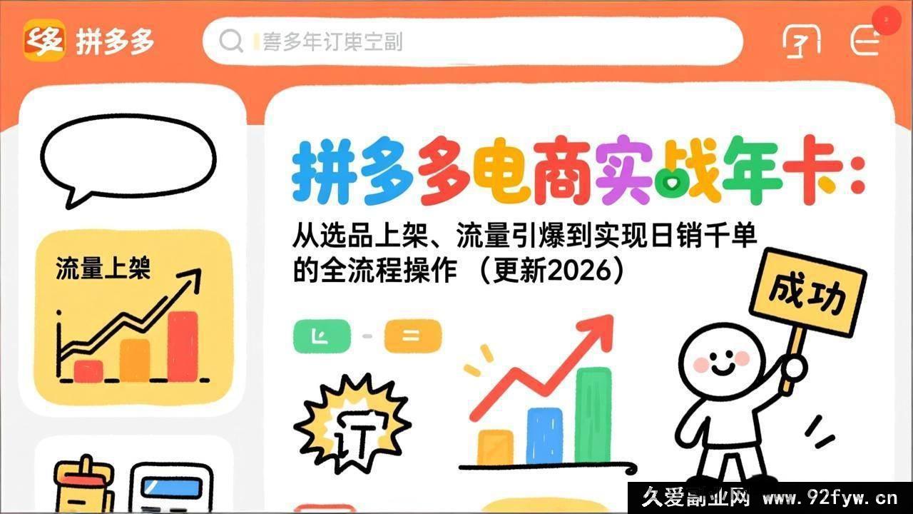 图片[1]-（17146期）2026拼多多电商实战年卡：选品上架+流量引爆+日销千单全攻略-每日必学网