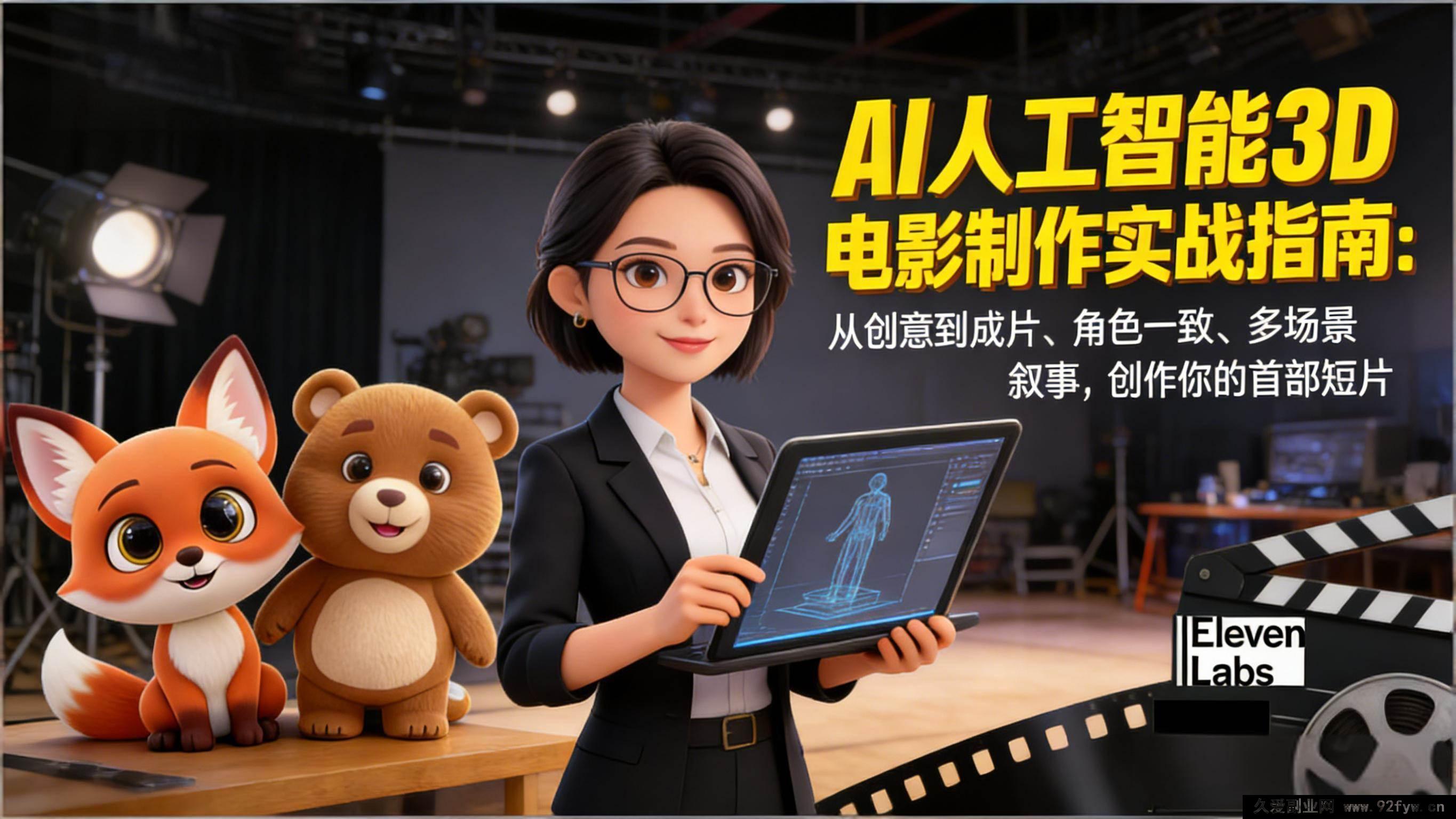 图片[1]-（17154期）AI 3D电影制作零基础实战：从创意到成片，角色连贯+多场景叙事，教你创作首部独立短片-每日必学网