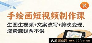 零基础手绘短视频创作课：图片转视频+文案优化+剪映流量变现，副业涨粉赚钱两不误-每日必学网