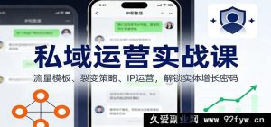 2025私域运营实战课：流量裂变模板+IP变现策略，实体店客源增长秘籍-每日必学网