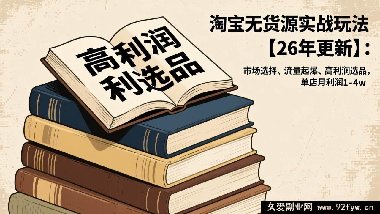 图片[1]-（17046期）淘宝无货源盈利实操全攻略：赛道定位、流量破局、暴利选品，单店月赚1-4万【26年持续更新】-每日必学网