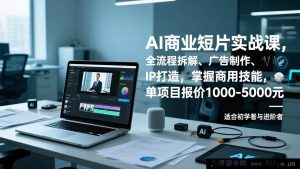 （17050期）AI商业短片变现实操营：从0到1落地制作+副业接单+个人IP打造，新手掌握商用技能接单报价1000-5000元-每日必学网