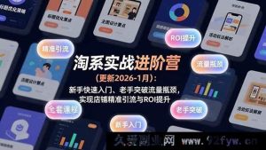 （17076期）淘宝天猫实战进阶课(更新2026-1月)：小白快速上手+资深卖家突破流量天花板，店铺精准引流ROI翻倍-每日必学网