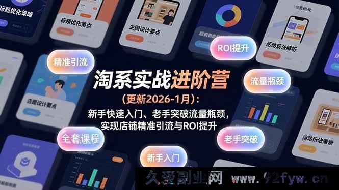 图片[1]-（17076期）淘宝天猫实战进阶课(更新2026-1月)：小白快速上手+资深卖家突破流量天花板，店铺精准引流ROI翻倍-每日必学网