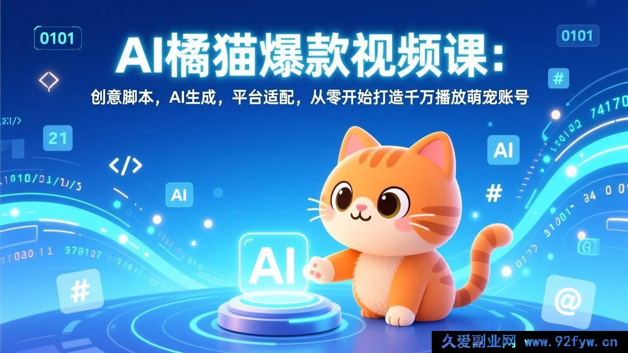 图片[1]-（17091期）萌宠账号千万播放课：AI脚本创作+内容生成+全平台适配，零基础打造爆款橘猫视频-每日必学网