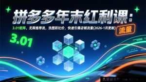 （17100期）拼多多2026开年流量课：多维度矩阵+精准推荐+差异化洗图，店铺流量倍增玩法（2026-1月更新）-每日必学网