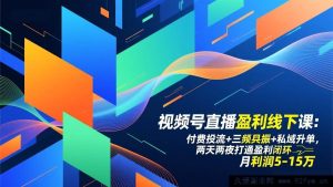 （17116期）视频号直播赚钱线下实操课：精准投流+内容共振+私域变现，两天两夜跑通变现全流程，月赚5-15万-每日必学网