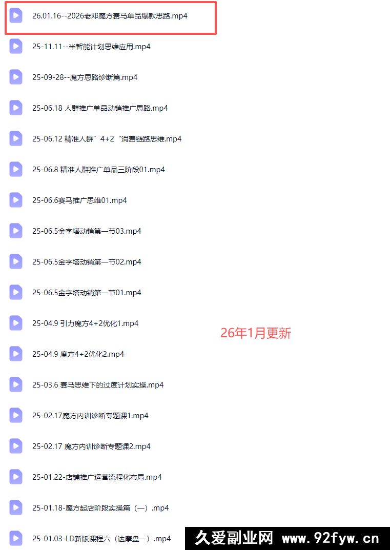 图片[3]-老邓电商-2026淘宝开店运营教程直通车1月21重磅更新 (价值3980元)_-每日必学网