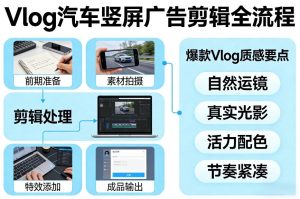 Vlog感觉汽车竖屏广告剪辑脚本全流程，拿捏爆款Vlog质感-每日必学网