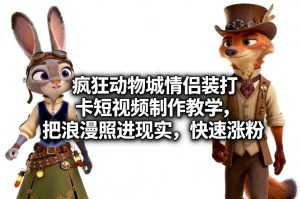 疯狂动物城情侣装打卡短视频制作教学，把浪漫照进现实，快速涨粉-每日必学网