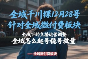 全域千川线下课12月28号，针对全域微付费板块，全域下的主播运营调整，全域怎么起号稳号放量-每日必学网