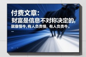 付费文章：财富是信息不对称决定的，就像慢牛，有人负责慢，有人负责牛-每日必学网