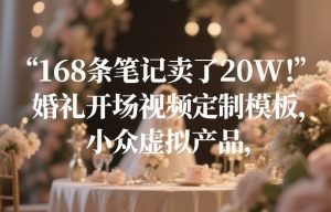 168条笔记卖了20W！婚礼开场视频定制模板，小众虚拟产品-每日必学网